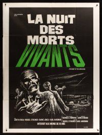 1g747 NIGHT OF THE LIVING DEAD French 1p R80s George Romero zombie classic, different Xarrie art!