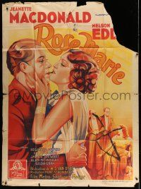 1g805 ROSE MARIE French 1p '36 different romantic art of pretty Jeanette MacDonald & Nelson Eddy!