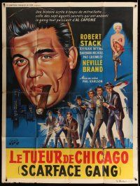 1g816 SCARFACE MOB French 1p '62 different art of Neville Brand as Al Capona, Scarface Gang!