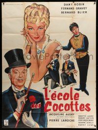 1g818 SCHOOL FOR COQUETTES French 1p '58 L'ecole des cocottes, David art of Dany Robin & Gravey!