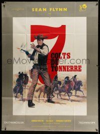 1g825 SEVEN MAGNIFICENT GUNS French 1p '66 Sean Flynn, spaghetti western art by Jean Mascii!