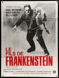 1g846 SON OF FRANKENSTEIN French 1p R69 cool full-length image of Boris Karloff carrying child!