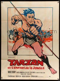 1g864 TARZAN & THE JUNGLE BOY French 1p '68 different art of Mike Henry with bow by Michel Landi!