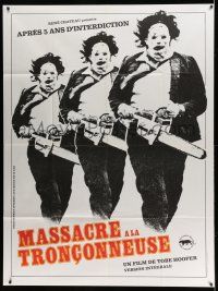 1g871 TEXAS CHAINSAW MASSACRE French 1p R80s Tobe Hooper cult classic, different Leatherface image