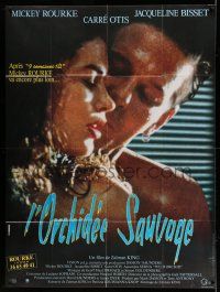 1g921 WILD ORCHID French 1p '90 super sexy close up of Mickey Rourke & Carre Otis!