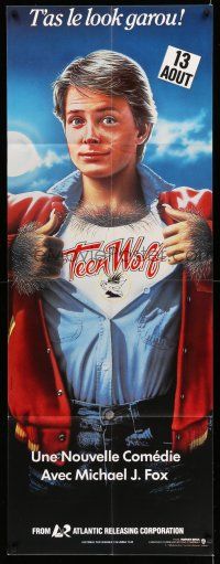 1g421 TEEN WOLF French door panel '86 great art of teenage werewolf Michael J. Fox by L. Cowell!