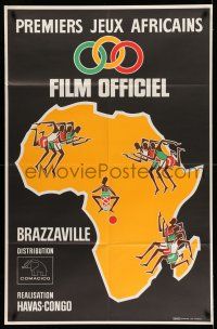 1g014 1965 ALL-AFRICA GAMES French 31x47 '65 art of first All-Africa games in Brazzaville, Congo!
