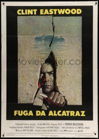 1g258 ESCAPE FROM ALCATRAZ Italian 1p '79 cool artwork of Clint Eastwood busting out by Lettick!