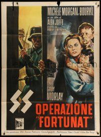1g263 FORTUNATE Italian 1p '61 different Longi art of Bourvil & Michele Morgan hiding from Nazis!