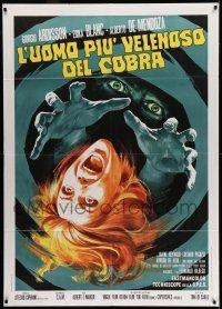 1g280 HUMAN COBRAS Italian 1p '71 cool horror artwork of terrified woman by Renato Casaro!