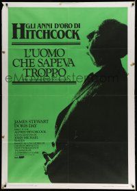 1g295 MAN WHO KNEW TOO MUCH Italian 1p R83 huge profile close up of director Alfred Hitchcock!
