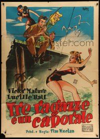 1g320 SEVEN DAYS' LEAVE Italian 1p '50s different Kremos comic art of Lucille Ball & Victor Mature!