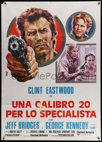 1g334 THUNDERBOLT & LIGHTFOOT Italian 1p '74 different Avelli artwork of Clint Eastwood with gun!