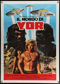 1g349 YOR, THE HUNTER FROM THE FUTURE Italian 1p '82 Margheriti's Il mondo di Yor, different image!