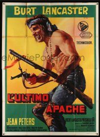 1g190 APACHE Italian 2p R1960s Robert Aldrich, cool Serafini art of Native American Burt Lancaster!
