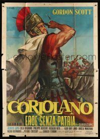 1g199 CORIOLANUS: HERO WITHOUT A COUNTRY Italian 2p '64 Ciriello art of soldier Gordon Scott!