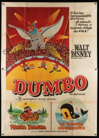 1g204 DUMBO Italian 2p R71 different art from Disney circus elephant classic + 2 cartoon shorts!