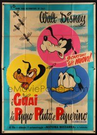 1g209 I GUAI DI PIPPO PLUTO E PAPERINO Italian 2p '60s Disney cartoon art of Goofy, Pluto & Donald