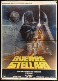 1g228 STAR WARS Italian 2p '77 George Lucas classic sci-fi epic, great art by Tom Jung!