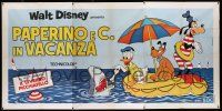 1g186 PAPERINO E C IN VACANZA Italian 3p '77 Disney, cartoon art of Donald, Pluto & Goofy on raft!