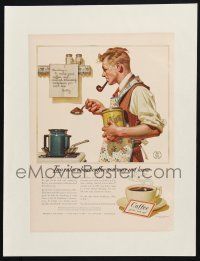 1g007 COFFEE AD magazine ad '40s cool art of man making coffee, ad a heaping tablespoon for each cup