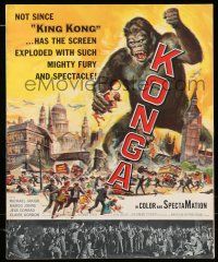 1g090 KONGA pressbook '61 great artwork of giant angry ape terrorizing city by Reynold Brown!