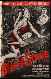 1g056 BLONDE SAVAGE pressbook '47 Leif Erickson finds sexy Amazon Gale Sherwood in African jungle!
