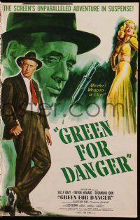1g080 GREEN FOR DANGER pressbook '47 Sally Gray has loving lips, green eyes, but plans murder!