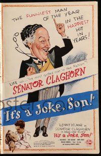1g086 IT'S A JOKE SON pressbook '47 great artwork of Kenny Delmar as Senator Claghorn!