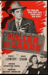 1g088 KILLER AT LARGE pressbook '47 Robert Lowery, Anabel Shaw, when murder & politics mix!
