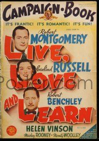 1g094 LIVE, LOVE & LEARN pressbook '37 Robert Montgomery, Rosalind Russell, Robert Benchley
