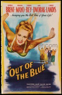1g105 OUT OF THE BLUE pressbook '47 super sexy full-length Virginia Mayo in swimsuit!