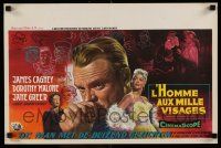 1j084 MAN OF A THOUSAND FACES Belgian '57 cool art of James Cagney as Lon Chaney & in disguise!