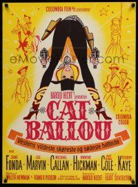 1j759 CAT BALLOU Danish '65 classic sexy cowgirl Jane Fonda, Lee Marvin, great artwork!