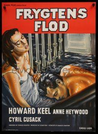 1j774 FLOODS OF FEAR Danish '59 different art of Howard Keel & sexy Anne Heywood!