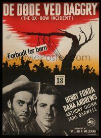 1j809 OX-BOW INCIDENT Danish '49 Henry Fonda, Dana Andrews, different hanging artwork!