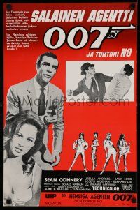 1j179 DR. NO Finnish R80s different art & images of Sean Connery as Bond & sexy Ursula Andress!