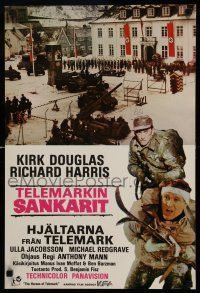 1j191 HEROES OF TELEMARK Finnish '66 Kirk Douglas & Harris stop Nazis from making atom bomb!