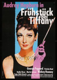 1j035 BREAKFAST AT TIFFANY'S German R86 most classic artwork of sexy elegant Audrey Hepburn!
