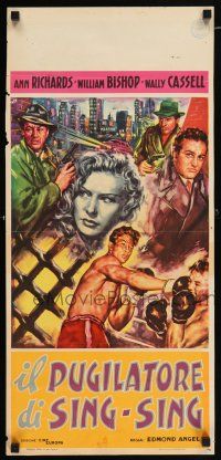 1j128 BREAKDOWN Italian locandina '52 Palt art of boxer William Bishop in ring + Ann Richards!