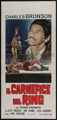 1j143 KID GALAHAD Italian locandina R73 huge art image of Charles Bronson + boxing Elvy Presley!