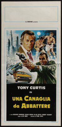 1j165 TITLE SHOT Italian locandina '79 Avelli art of Tony Curtis with gun + boxers in ring!