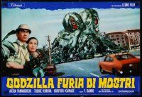 1j123 GODZILLA VS. THE SMOG MONSTER Italian photobusta '72 Gojira tai Hedora, Toho sci-fi!