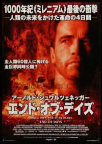 1j616 END OF DAYS Japanese 29x41 '00 grizzled Arnold Schwarzenegger, cool creepy horror images!
