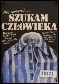 1j357 LOOKING FOR A MAN Polish 23x33 '74 Mikhail Bogin, Erol art of swastika on prison uniform!