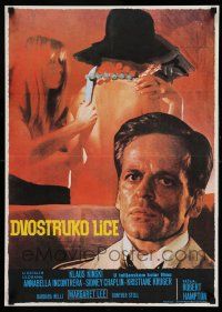 1j491 DOUBLE FACE Yugoslavian 19x27 '69 sexy image with Klaus Kinski, written by Lucio Fulci!