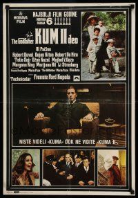 1j495 GODFATHER PART II Yugoslavian 19x27 '74 Al Pacino in Francis Ford Coppola classic crime sequel