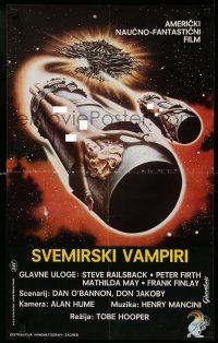 1j504 LIFEFORCE Yugoslavian 17x28 '85 Tobe Hooper directed, vampires, different sexy sci-fi art!