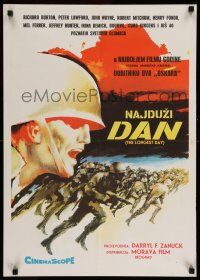 1j564 LONGEST DAY Yugoslavian 20x28 '62 Zanuck's World War II D-Day movie w/42 international stars