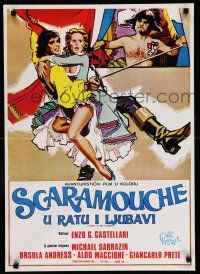 1j567 LOVES & TIMES OF SCARAMOUCHE Yugoslavian 20x28 '76 art of Sarrazin & sexy Ursula Andress!